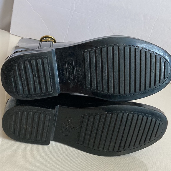 Coach Tasha Signature Gold Buckle Black Long Rain Boots Size 6M - Picture 11 of 16